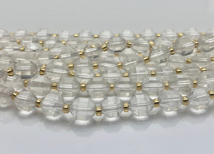 7x8 mm AAA Faceted Energy Prism Cut Rock Quartz Gemstone Genuine Double Terminated Points Clear Rock Quartz Bead 15.5 Inches 40 Pieces #3768