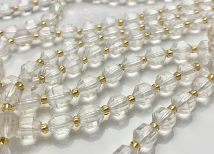 7x8 mm AAA Faceted Energy Prism Cut Rock Quartz Gemstone Genuine Double Terminated Points Clear Rock Quartz Bead 15.5 Inches 40 Pieces #3768