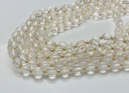 7x8 mm AAA Faceted Energy Prism Cut Rock Quartz Gemstone Genuine Double Terminated Points Clear Rock Quartz Bead 15.5 Inches 40 Pieces #3768