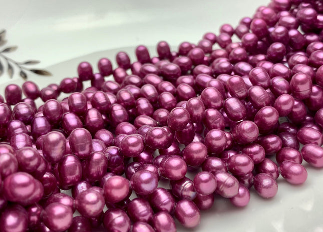 5x6-7mm Top Drilled Purple Color Rice/Oval Freshwater Pearl Beads Genuine Dancing Cultured Freshwater Pearls #233