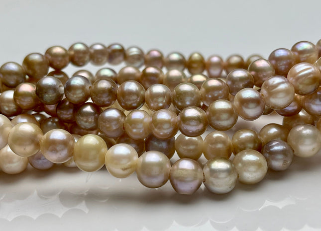 7-8mm 8-9mm Large Hole Potato Natural Seaweed Freshwater Pearl Beads Hole Size 2.2 mm Genuine Natural Freshwater Pearls #198