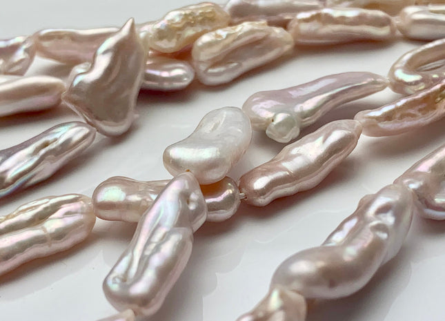 8-10x15-25mm AA Very Rare Natural Baby Soft Pink Biwa Stick Freshwater Pearl Genuine High Luster Keshi Biwa Beads 18-28 Pieces #P1490