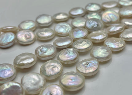 11-12 mm AAA High Luster Natural White Round Flat Coin Freshwater Pearl Beads Genuine Natural White Freshwater Coin Pearls #P1524