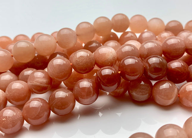 8mm 10mm AAA Half Strand Smooth Round Peach Moonstone Gemstone Beads Genuine Natural Moonstone High Polished Beads #3697