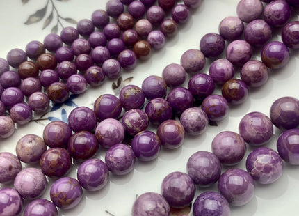 6mm 8mm 10mm Half Strand Smooth Round Phosphosiderite Gemstone Beads Genuine Quality Purple Phosphosiderite Beads #3695