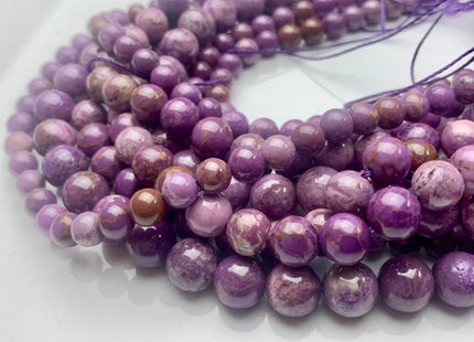 6mm 8mm 10mm Half Strand Smooth Round Phosphosiderite Gemstone Beads Genuine Quality Purple Phosphosiderite Beads #3695
