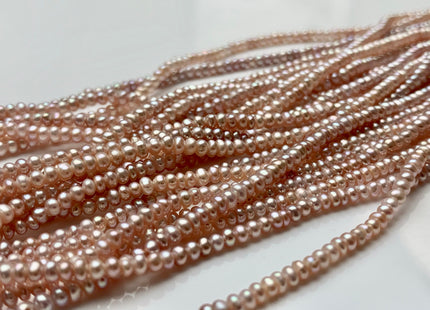 1x2.5-3 mm Natural Pink Tiny Freshwater Pearls Small Button Rondelle Freshwater Pearl Beads Genuine Natural Mauve Pink Seed Pearls #P1549