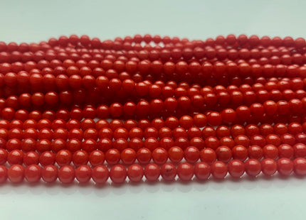 3.5-4 mm Smooth Round Red Bamboo Coral Beads Genuine Red Color Bamboo Coral Gemstone Beads 16 Inches Strand 110 Beads #3699