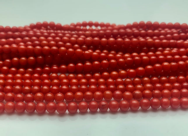 3.5-4 mm Smooth Round Red Bamboo Coral Beads Genuine Red Color Bamboo Coral Gemstone Beads 16 Inches Strand 110 Beads #3699