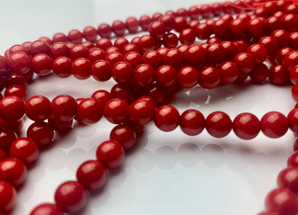 5 mm 6.5 mm 7 mm Smooth Round Red Bamboo Coral Beads Genuine Red Color Bamboo Coral Gemstone Beads 16 Inches Strand 110 #3700