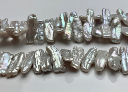 7-8x19-23mm 6-7x24-28mm AAA Silver Biwa Stick Freshwater Pearl Beads Genuine Cultured Center Drilled Silver Biwa Pearl Beads #P1533
