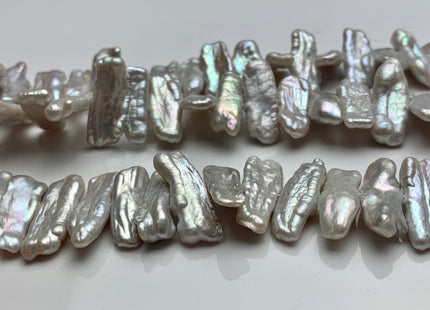 7-8x19-23mm 6-7x24-28mm AAA Silver Biwa Stick Freshwater Pearl Beads Genuine Cultured Center Drilled Silver Biwa Pearl Beads #P1533