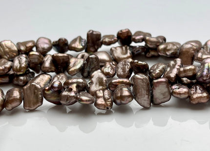 8x10-12 mm AA Very Rare Dark Taupe Champagne Biwa Stick Freshwater Pearl Beads Genuine Center Drilled Biwa Pearl 48 Pieces #P1554
