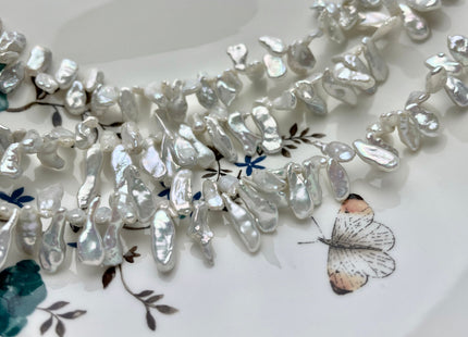 5-6x12-15mm AAAA Super High Luster Natural White Keshi Freshwater Pearl Beads Top Drilled Natural White CornFlake Genuine Keshi Pearl #P1553