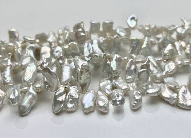 5-6x12-15mm AAAA Super High Luster Natural White Keshi Freshwater Pearl Beads Top Drilled Natural White CornFlake Genuine Keshi Pearl #P1553