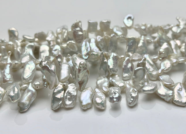 5-6x12-15mm AAAA Super High Luster Natural White Keshi Freshwater Pearl Beads Top Drilled Natural White CornFlake Genuine Keshi Pearl #P1553