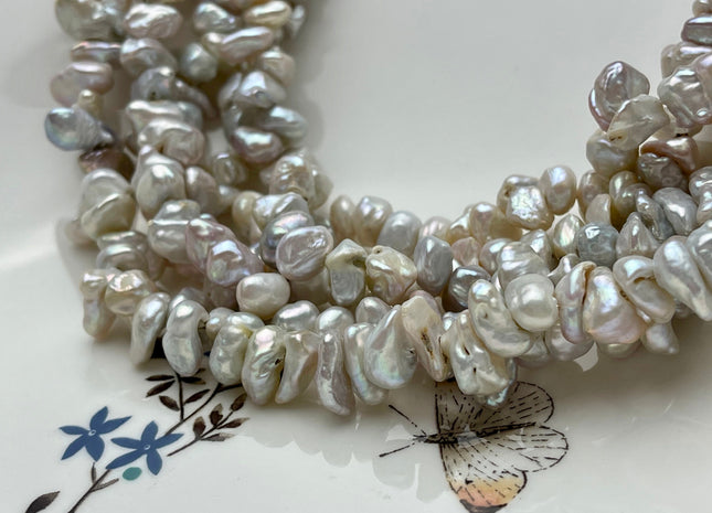 7-8x10 mm Natural White Pink Mixed Keshi Freshwater Pearl Beads Rare Top Drilled Genuine Keshi Freshwater Pearls Grade B #P1556
