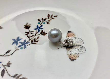 One Piece 925 Sterling Silver Pendant Setting Finding For Half Drilled Pearl Genuine Sterling Silver W/CZ Tear Drop Shape Pendant #10057