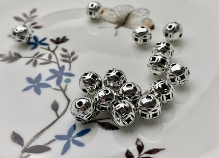 One Piece 8mm 925 Sterling Silver Tibetan Style Silver Spacer Ball Genuine Sterling Silver Spacer Bali Antique Beads #10175