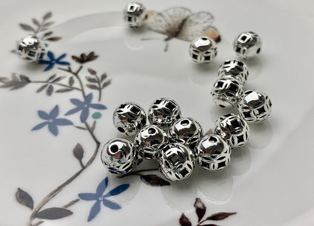 One Piece 8mm 925 Sterling Silver Tibetan Style Silver Spacer Ball Genuine Sterling Silver Spacer Bali Antique Beads #10175