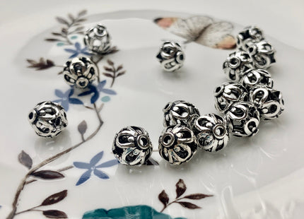 One Piece 9mm 925 Sterling Silver Tibetan Style Silver Spacer Ball Genuine Sterling Silver Spacer Bali Antique Beads #10176