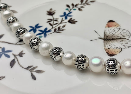 One Piece 8mm 925 Sterling Silver Tibetan Style Silver Spacer Ball Genuine Sterling Silver Spacer Bali Antique Beads #10179