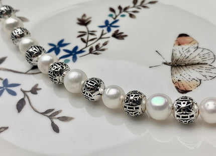One Piece 8mm 925 Sterling Silver Tibetan Style Silver Spacer Ball Genuine Sterling Silver Spacer Bali Antique Beads #10179