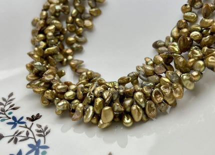 4-6x8-9 mm Copper Gold Color Top Drilled Keshi Freshwater Pearls Genuine Freshwater Keishi Pearls Grade B #P1565