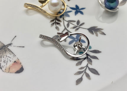 One Piece 925 Sterling Silver Pendant Setting Findings For Half Drilled Pearls Tear Drop Design Pearl Mounting DIY Jewelry Pendant #10180