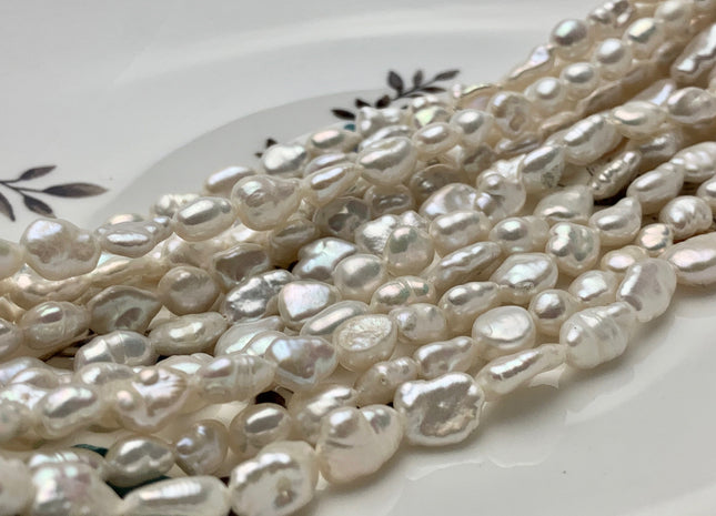 5x7-8 mm AAA Natural White Keshi Rice Nugget Freshwater Pearls Natural Lustrous Genuine Natural White Keshi Pearl Beads 52 Pieces #P1534