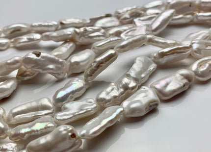 9-11x19-21 mm B Grade Natural White Biwa Stick Freshwater Pearl Beads Genuine Natural White Biwa Stick Freshwater Pearls 20 Pieces #P1536