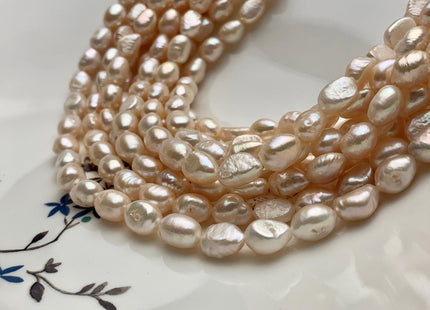 7x9mm Pale Peach Pink Color Rice Nugget Freshwater Pearl Beads Genuine Smooth And High Luster Freshwater Rice Nugget Pearls 42 Pieces #P1532
