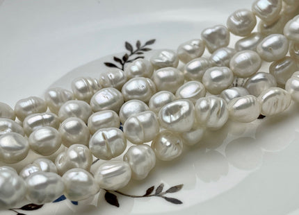 8-9x11-12 mm Grade B Natural White Keshi Nugget Freshwater Pearl Beads Center Drilled White Keshi Nugget Pearls #P1541