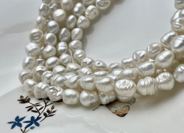 8-9x11-12 mm Grade B Natural White Keshi Nugget Freshwater Pearl Beads Center Drilled White Keshi Nugget Pearls #P1541