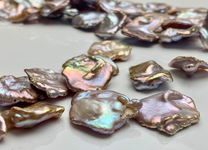 One Piece 17-22 mm AAA Very Rare Natural Mauve Pink Irregular Square Flat Keshi Freshwater Pearl Beads Genuine Cultured Quality Pearl #P1596
