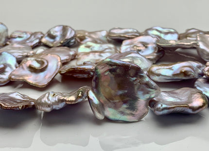One Piece 17-22 mm AAA Very Rare Natural Mauve Pink Irregular Square Flat Keshi Freshwater Pearl Beads Genuine Cultured Quality Pearl #P1596