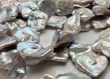 One Piece 20-25 mm AAAA Very Rare Natural Silver White Square Flat Keshi Freshwater Pearl Quality Pearl With Slightly Pink Luster #P1595