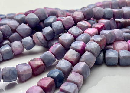 7mm 7.5mm 8mm Half Strand Faceted Cube Dice Shape Multi Lavender Opal Beads Genuine Quality Diamond Cut Purple Pink Color Opal Beads #3704