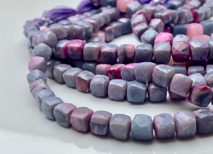 7mm 7.5mm 8mm Half Strand Faceted Cube Dice Shape Multi Lavender Opal Beads Genuine Quality Diamond Cut Purple Pink Color Opal Beads #3704