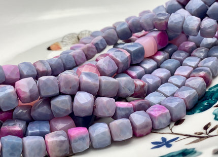 7mm 7.5mm 8mm Half Strand Faceted Cube Dice Shape Multi Lavender Opal Beads Genuine Quality Diamond Cut Purple Pink Color Opal Beads #3704