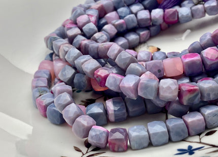 7mm 7.5mm 8mm Half Strand Faceted Cube Dice Shape Multi Lavender Opal Beads Genuine Quality Diamond Cut Purple Pink Color Opal Beads #3704