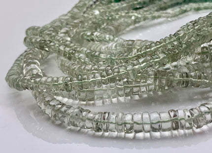 5mm 6mm 7mm 8mm 100% All Natural Smooth Heishi Translucent Green Amethyst Gemstone Beads Genuine Natural Amethyst Bead 8 Inches Strand #3707