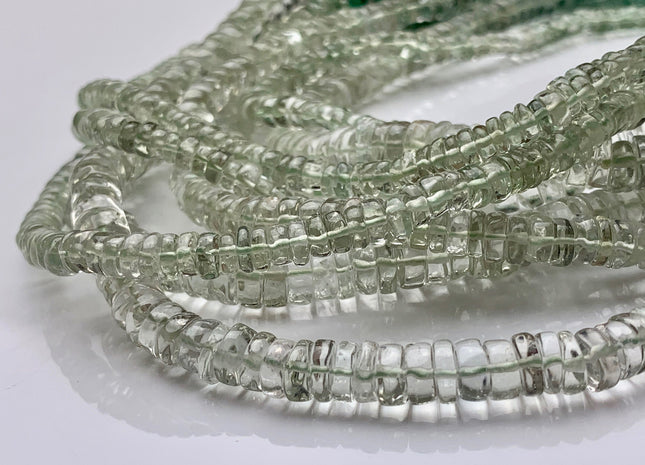 5mm 6mm 7mm 8mm 100% All Natural Smooth Heishi Translucent Green Amethyst Gemstone Beads Genuine Natural Amethyst Bead 8 Inches Strand #3707