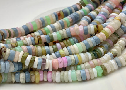 5mm 6mm 7mm 8mm Natural Multi Color Quality Opal Gemstone Beads Genuine Light Pink Yellow Green Blue White Opal Heishi Beads 8 Inches #3706
