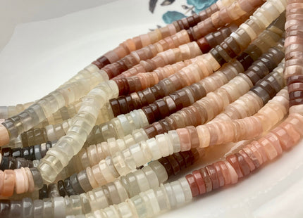 7mm 8mm 9mm 100% All Natural Smooth Heishi Multi Color Moonstone Bead Genuine Natural White Peach Coffee Gray Black Moonstone 8 Inches #3723