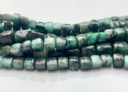 6mm 7mm 8mm Half Strand Faceted Cube Dice Shape Multi Green Emerald Beads Genuine Quality Diamond Cut Natural Color Gemstone Beads #3715