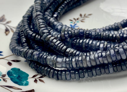 4mm 5mm 6mm 7mm 8mm 9mm 100% All Natural Iolite Heishi Rondelle Shape Genuine Natural Dark Blue Color Iolite Gemstones 8 Inches Strand #3718