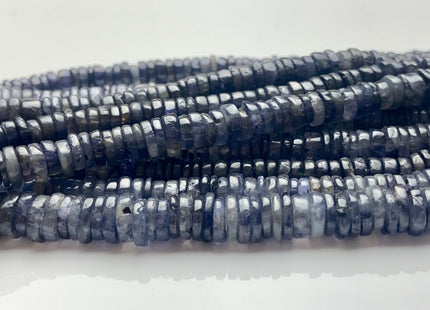 4mm 5mm 6mm 7mm 8mm 9mm 100% All Natural Iolite Heishi Rondelle Shape Genuine Natural Dark Blue Color Iolite Gemstones 8 Inches Strand #3718