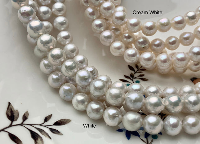 8 mm AAA Natural White Top Quality Edison Baroque Freshwater Pearls Bead Genuine Very High Luster Freshwater Edison Pearls 50 Pieces #P1086