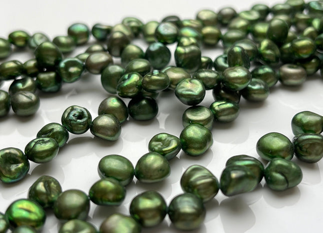 7-8 mm Olive Green Color Keshi Nugget Freshwater Pearl Beads Top Drilled Rare Keshi Nugget Pearl #P1560